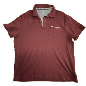 Tahari Men Polo Shirt Red Short Sleeve Casual Pocket Size L